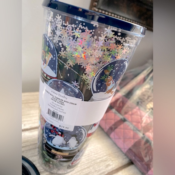 Vera Bradley Double Wall Tumbler with Straw in Acrylic/Melamine ✨ Snow Globes - Picture 2 of 9